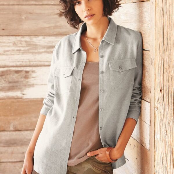 Women's Solid Flannel Shirt Thumbnail