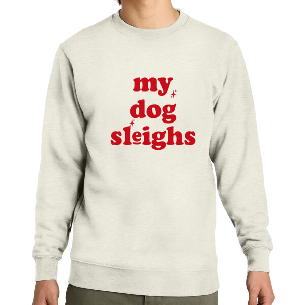 my dog sleighs Crewneck Sweatshirt Thumbnail